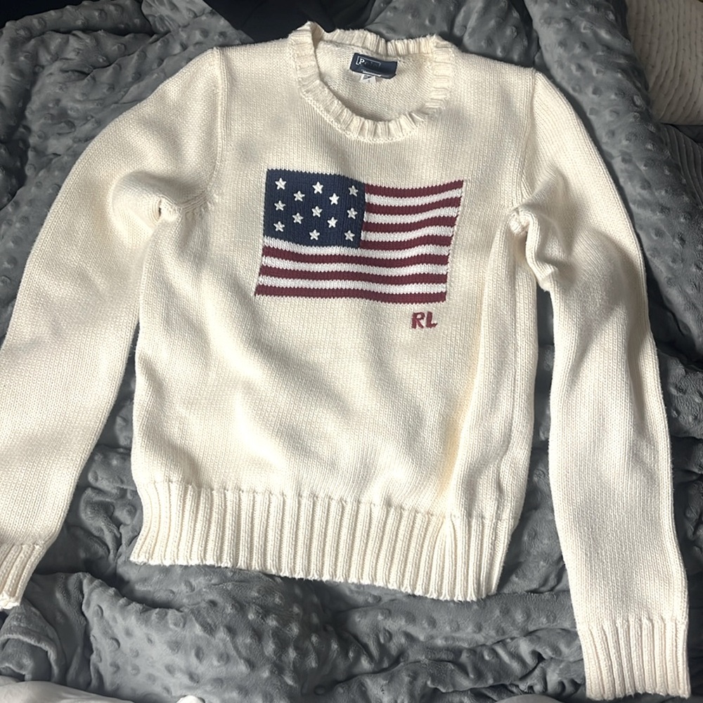 AUTHENTIC polo Ralph Lauren American flag cotton sweater
